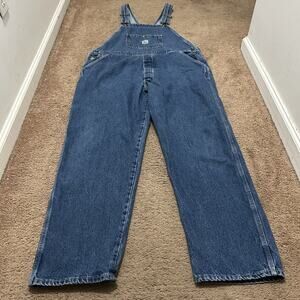 Pointer Brand Bib Overalls Mens Blue Denim Workwear Made In USA Vintage Sz 40x30